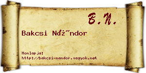 Bakcsi Nándor névjegykártya